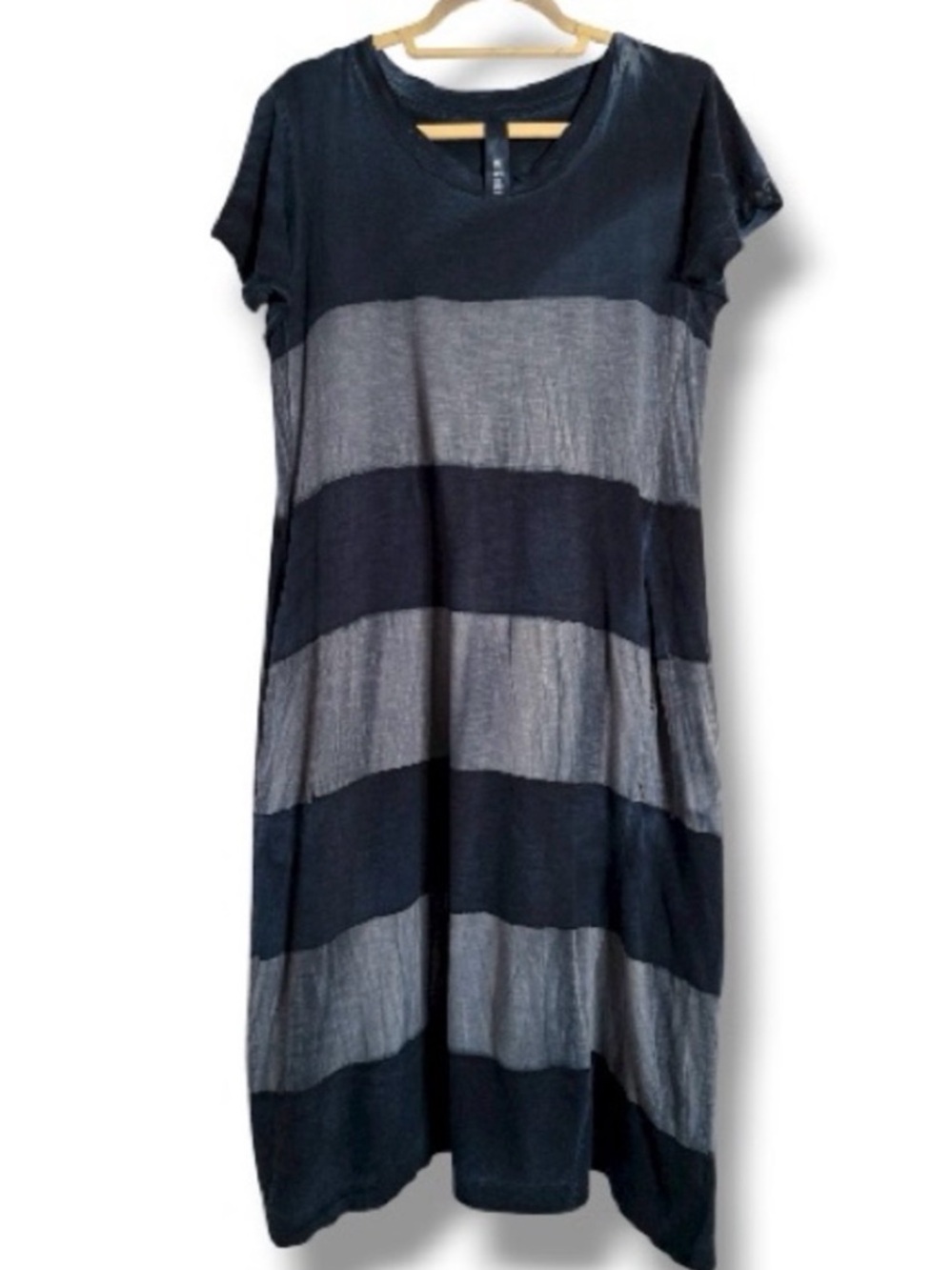 Gilda Midani Brush Stroke Short Sleeve Maria Dress in Shades of Blue Size Small